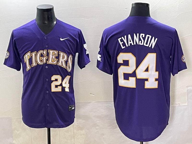 Men 2025 LSU Tigers #24 Eyanson blue Joint Name Nike NCAA 2025  Jersey style 4